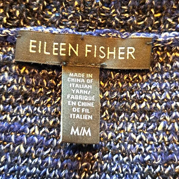 Eileen Fisher Blue Linen Blend Pullover Size Medium - Picture 5 of 6